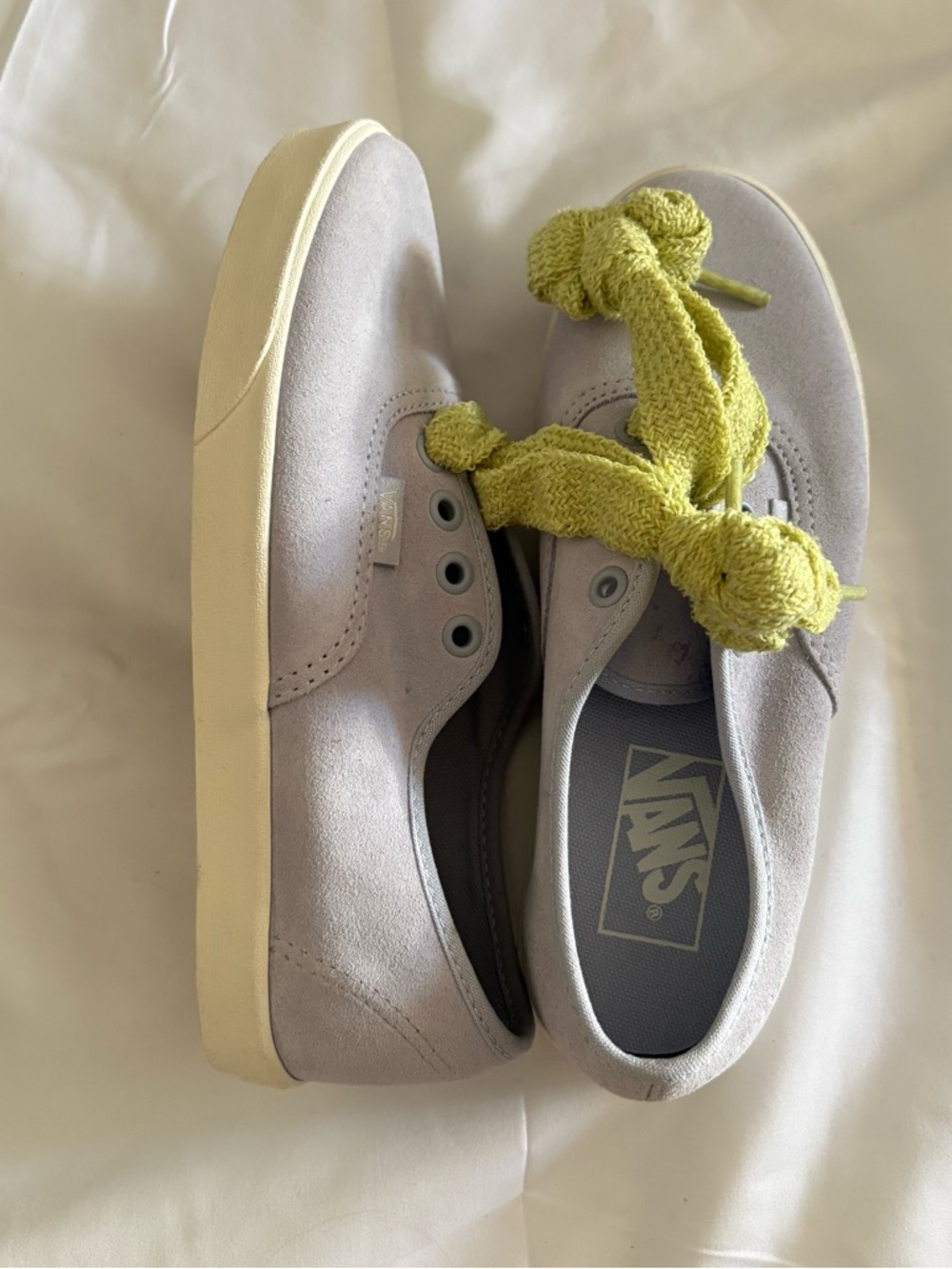 Vans  Lavender Suede Sneakers with Lime Green Laces